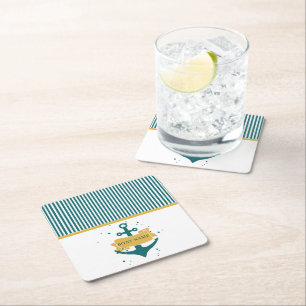 Porta-copo De Papel Quadrado Nome Personalizado de Barcos Náuticos