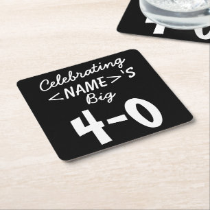 Porta-copo De Papel Quadrado Nome Personalizado de Celebração de aniversário
