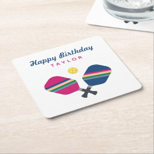 Porta-copo De Papel Quadrado Nome Personalizado do Grupo de Pickleball