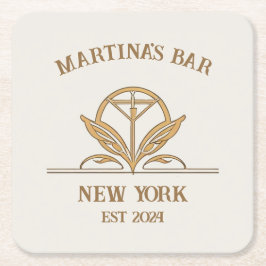 Porta-copo De Papel Quadrado Nome personalizado do logotipo Martini do Bar pers