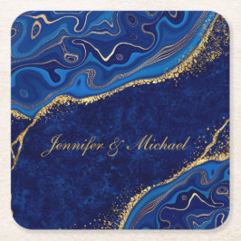 Porta-copo De Papel Quadrado Nome Personalizado Elegante de Casamento Moderno D