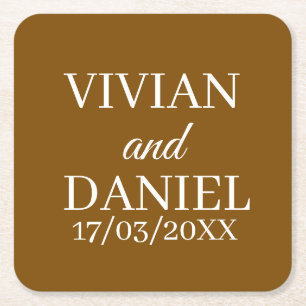 Porta-copo De Papel Quadrado Nome Personalizado Elegante Moderno Monograma Casa