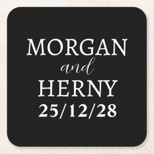 PORTA-COPO DE PAPEL QUADRADO NOME PERSONALIZADO ESTILO MODERNO CASAMENTO MÍNIMO