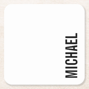 Porta-copo De Papel Quadrado Nome Personalizado Mínimo Moderno