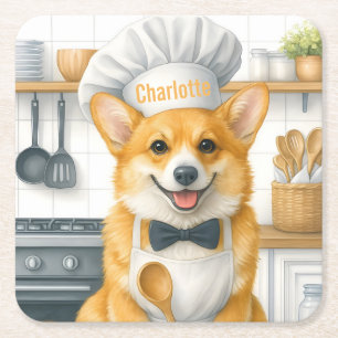 Porta-copo De Papel Quadrado Nome Personalizado Pembroke Welsh Corgi Cachorro C