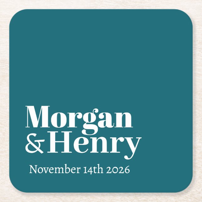 Porta-copo De Papel Quadrado Nome Personalizado Simples Moderno Mínimo (Frente)