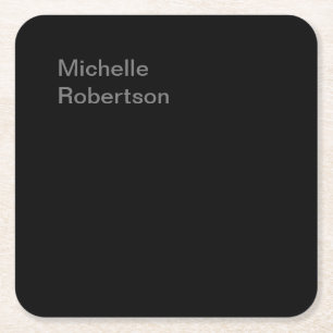 Porta-copo De Papel Quadrado Nome Próprio do Adicionar Simples Preto