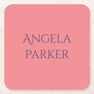 Porta-copo De Papel Quadrado Nome Próprio Simples Rosa Profissional Moderno