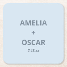Nomes Data Casamento Moderno Azul Macio Personaliz