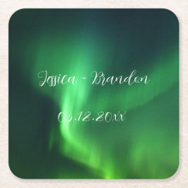 Porta-copo De Papel Quadrado Norte Luzes Aurora Borealis Casamento