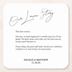 Porta-copo De Papel Quadrado Nossas Toalhas de Casamento para a História de Amo