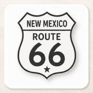 Porta-copo De Papel Quadrado Nova Rota do México 66 Retro Escudo Branco Coaster