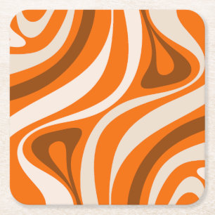 Porta-copo De Papel Quadrado Novo Groove - Padrões Abstrato Laranja
