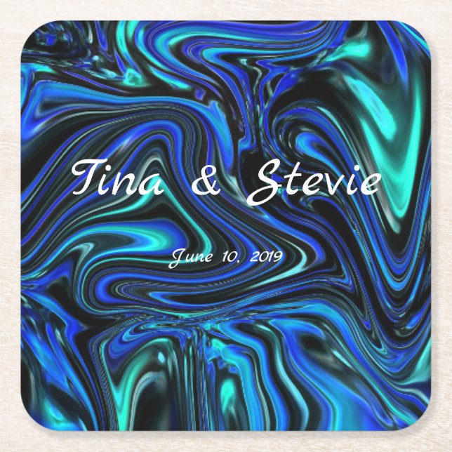 Porta-copo De Papel Quadrado O Amor É Azul (Frente)