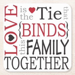 Porta-copo De Papel Quadrado O Amor Familiar Liga a Família Juntos Portas copos