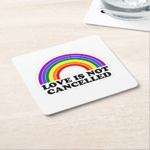 Porta-copo De Papel Quadrado O Amor Não É Cancelado O Orgulho LGBT Do Arco-Íris