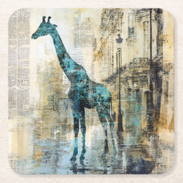 Porta-copo De Papel Quadrado O Blue Giraffe em Paris Coaster
