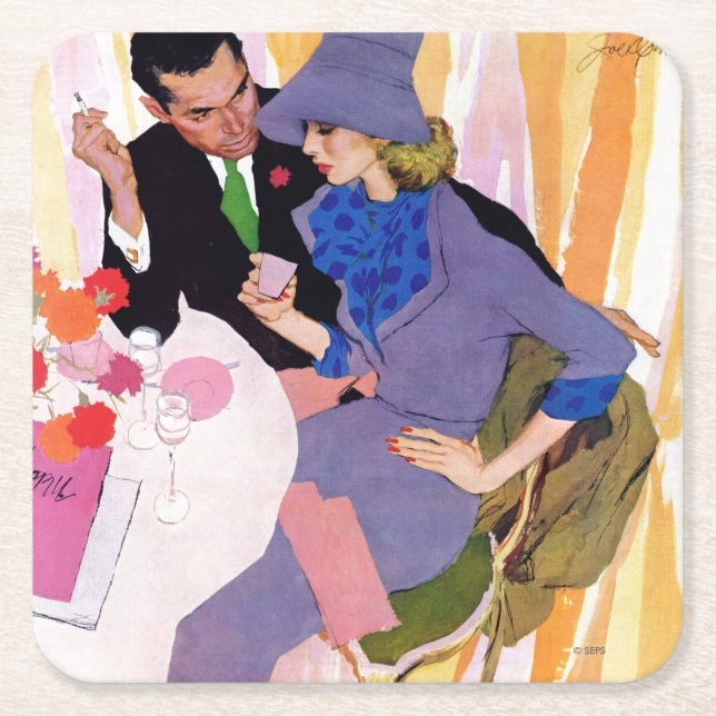 Porta-copo De Papel Quadrado O casamento não é para mim (Frente)