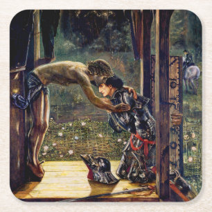 Porta-copo De Papel Quadrado O Cavaleiro Misericordioso por Edward Burne-Jones