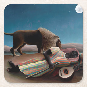 Porta-copo De Papel Quadrado O cigano adormecido, Henri Rousseau