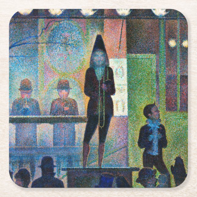 Porta-copo De Papel Quadrado O Circo da Vida Noturna, Seurat (Frente)