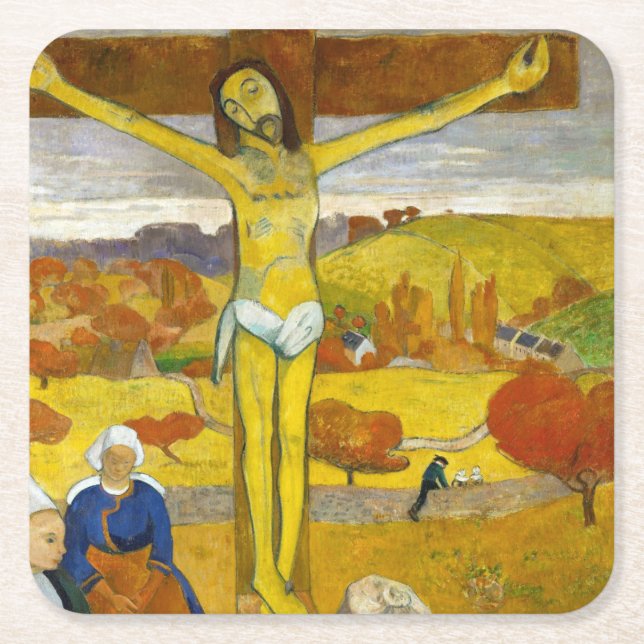 Porta-copo De Papel Quadrado O Cristo Amarelo, Gauguin (Frente)