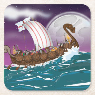 Porta-copo De Papel Quadrado O Desenho do Navio Viking