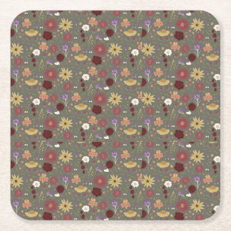 Porta-copo De Papel Quadrado O fundo verde da Embriação Floral do outono