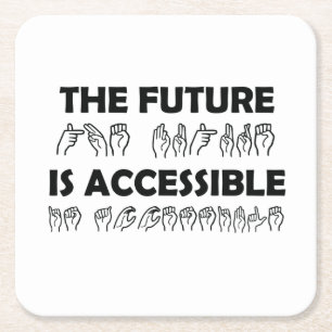 Porta-copo De Papel Quadrado O futuro é um idioma de sinal ASL acessível