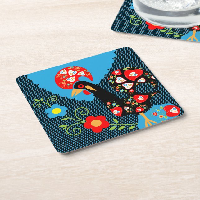 Porta-copo De Papel Quadrado O galo de Portugal (Inclinado)