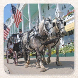 Porta-copo De Papel Quadrado O hotel grande - ilha de Mackinac, Michigan