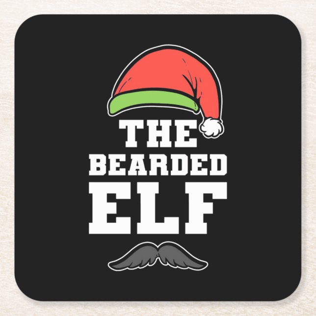 Porta-copo De Papel Quadrado O Natal do Elf de Mão (Frente)