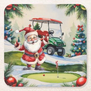 Porta-copo De Papel Quadrado O Natal do Golf foi temido com o Golfe do Papai No