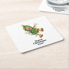 Porta-copo De Papel Quadrado O Natal mais Wurst de todos! Salame engraçado