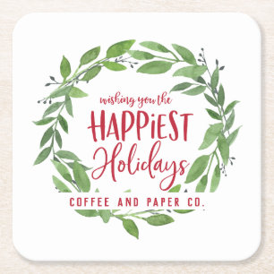 Porta-copo De Papel Quadrado O Natal o mais feliz da empresa dos feriados