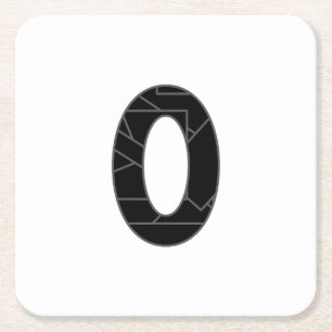 Porta-copo De Papel Quadrado O número zero (0) a preto