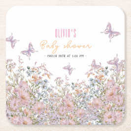 Porta-copo De Papel Quadrado O pequeno flor silvestre está no chá de fraldas nº