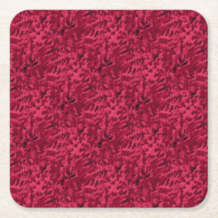 Porta-copo De Papel Quadrado O pop art abstrato da folha cora vermelho