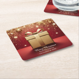 Porta-copo De Papel Quadrado O Presente de Natal Real em Ouro