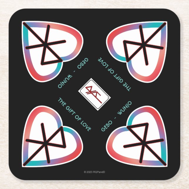 Porta-copo De Papel Quadrado O presente do amor Bindrune (Frente)
