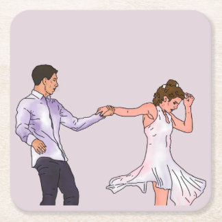 Porta-copo De Papel Quadrado O próximo passo que James e Riley 'Flying' dançam