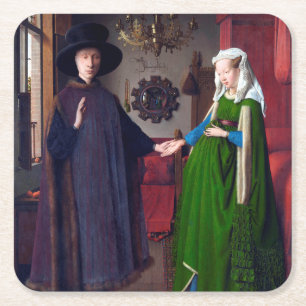 Porta-copo De Papel Quadrado O Retrato Arnolfini, Jan van Eyck