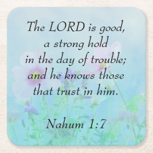 Porta-copo De Papel Quadrado O Senhor É Bom - Nahum 1:7