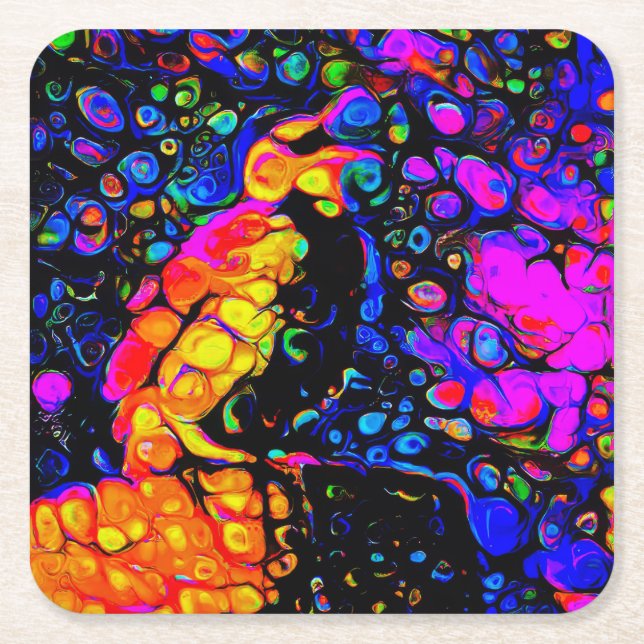 Porta-copo De Papel Quadrado O Solitário Pássaro 4: Estilo de Arte Líquida (Frente)