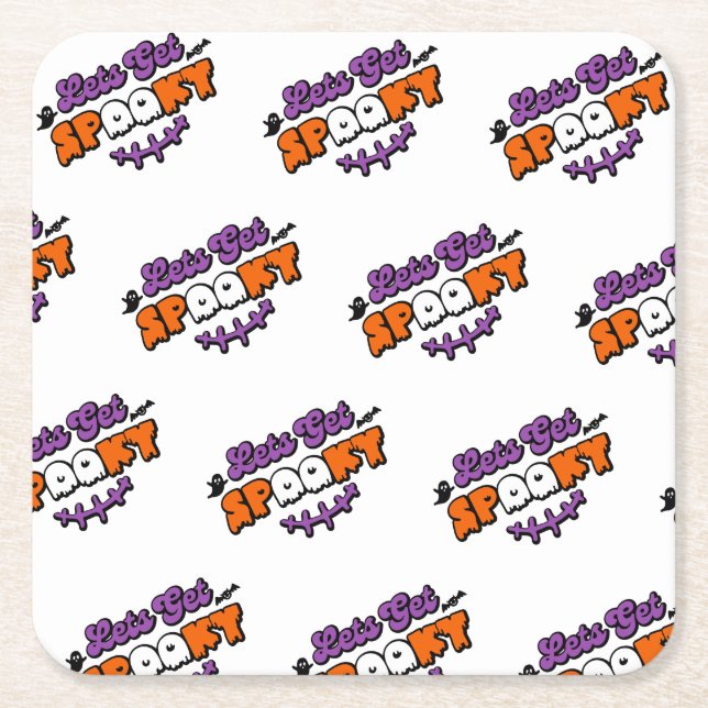 Porta-copo De Papel Quadrado O Vamos Encantado de Halloween Chega à tona (Frente)