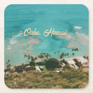 Porta-copo De Papel Quadrado Oahu Ilhas do Havaí Lembrança de Viagem