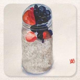 Porta-copo De Papel Quadrado Oats Overnight