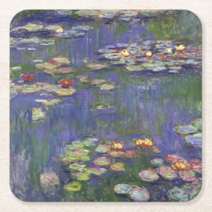 Porta-copo De Papel Quadrado Obra-prima de pintura Lírios de Água de Monet