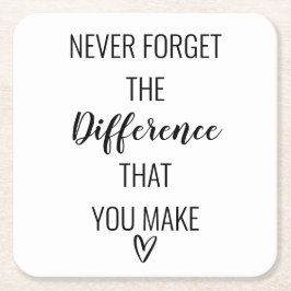 Porta-copo De Papel Quadrado Obrigado Nunca Esqueça A Diferença Que Você Faz