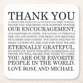 Porta-copo De Papel Quadrado Obrigado personalizado do casamento você portas